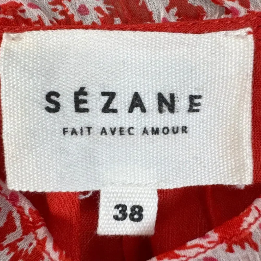 Sézane Women's Red Floral Halter Tie-Front Blouse - Picture 6 of 8